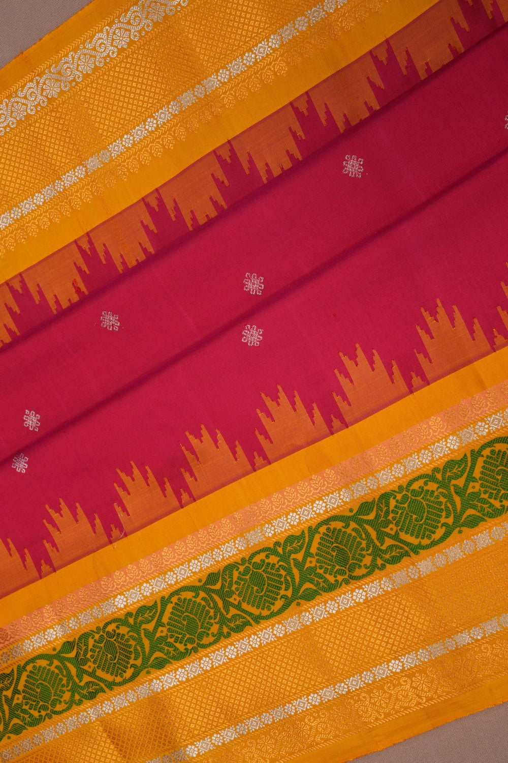 Image of Gadwal Silk Pink Saree